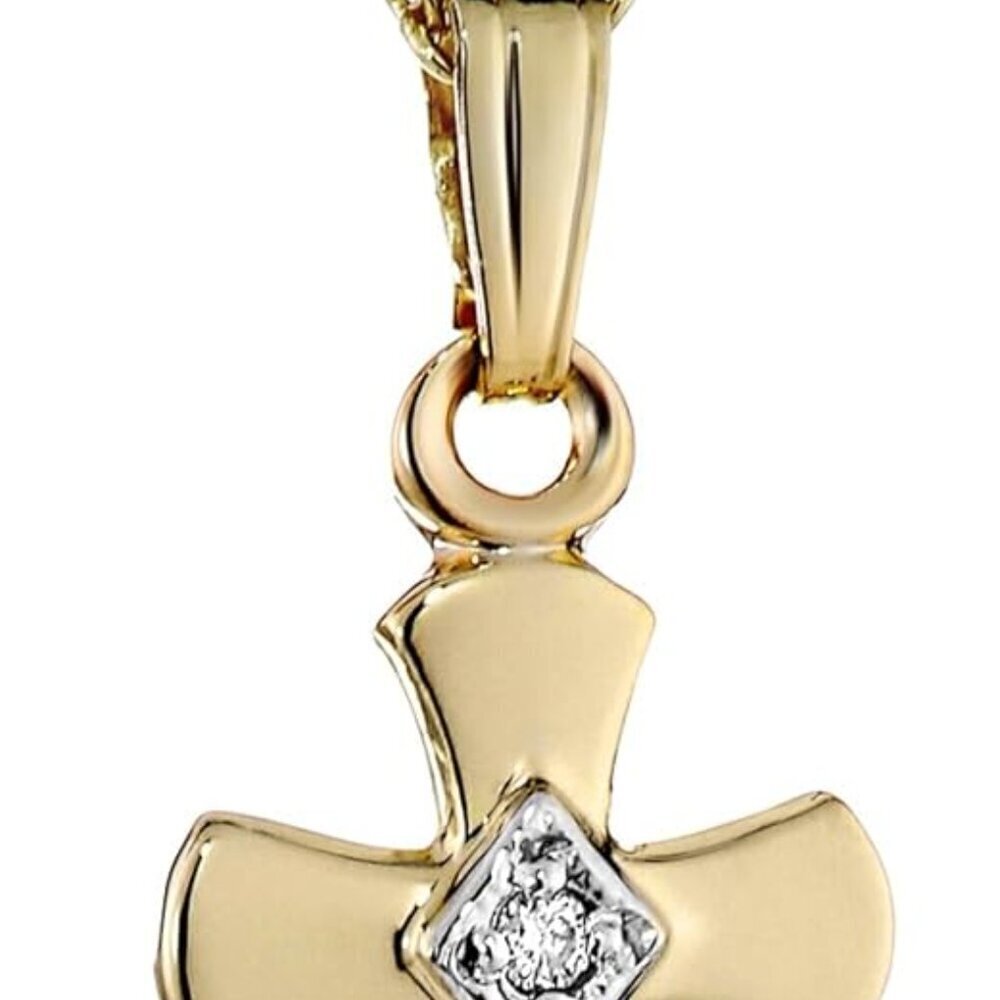 Children's Gold-Filled Cross Necklace 15" 0.0075 cttw Diamonds Gift Jewelry